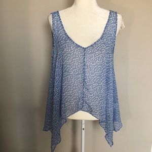 Soprano Medium Baby Blue Polka Dot Popover Blouse